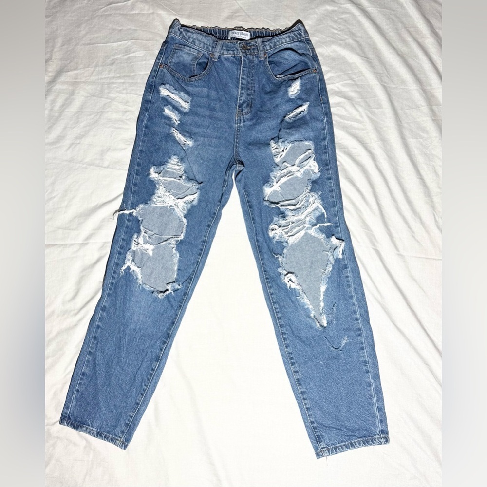 Wax Jean Collection Super Distressed High Rise Y2K Style Size M - Picture 3 of 16